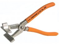 Perfectly mating rounded teeth secure no-slip grip on leather or canvas.
Plier is made with hammer jaw, the hammer acts as a lever if a strong pull is required or can be used as a hammer.