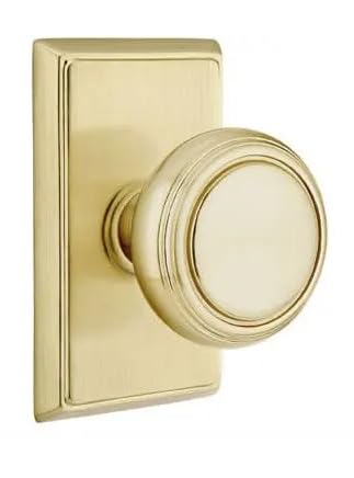 Emtek Rectangular Rosette, Norwich Knob (Passage, Satin Brass)