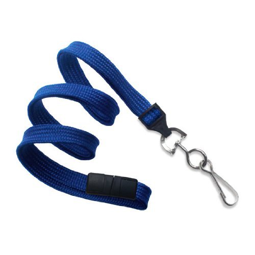 3/8" Royal Blue Lanyard with Break-Away and Swivel Hook - 100 Pack - 2137-5002