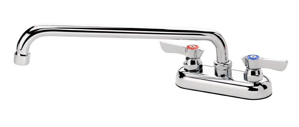 Krowne 11-412L Silver Series Faucet, Deck Mount, 4" Centers, 12" Swing Spout, 1/4 Turn Ceramic Valves, 1.8 GPM, Chrome Finish, NSF Low Lead Compliant
