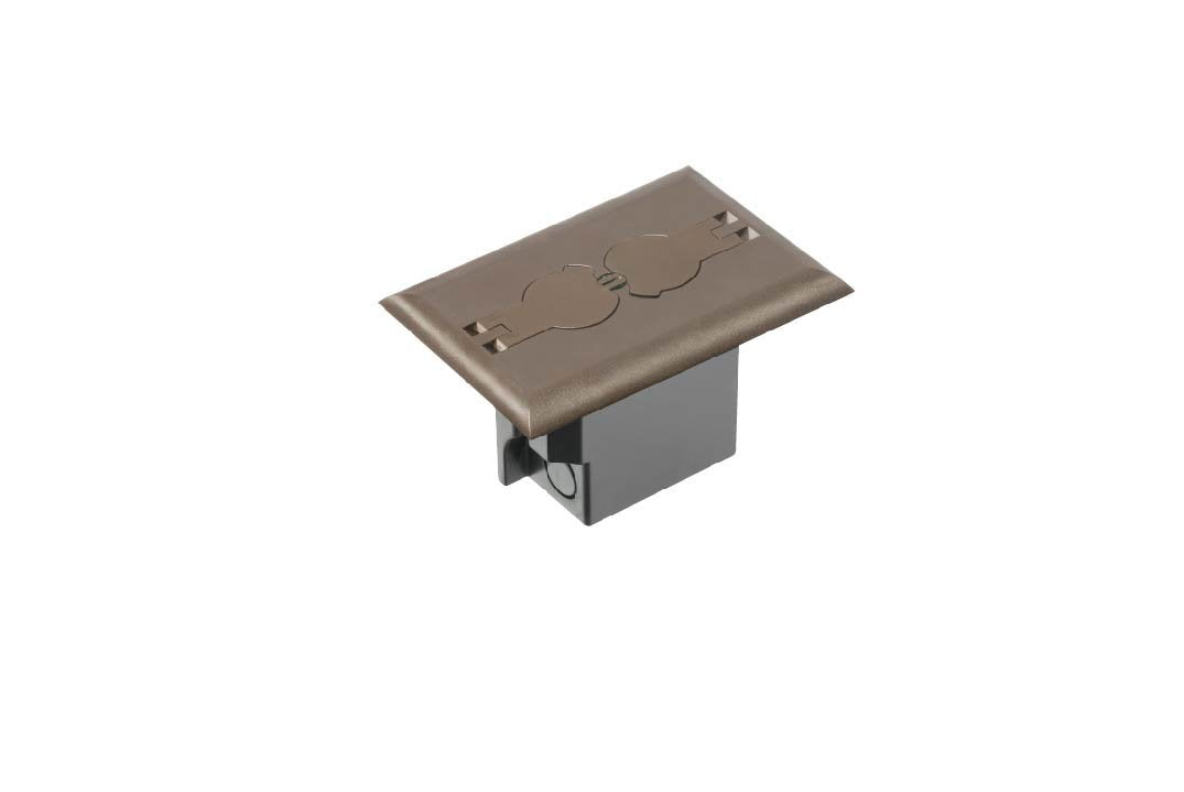 Arlington Industries FLBRF101BR-1 Retrofit Electrical Floor Box with Flip Lids for Existing Floors, Dark Brown, 1-Pack