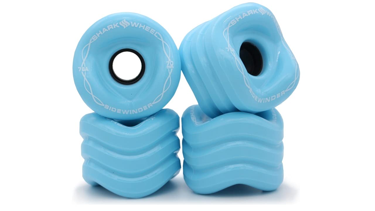 Shark Wheel 70mm 78a, Longboard Cruising Wheels, Sidewinder, Set of 4 Wheels (Ice Blue)
