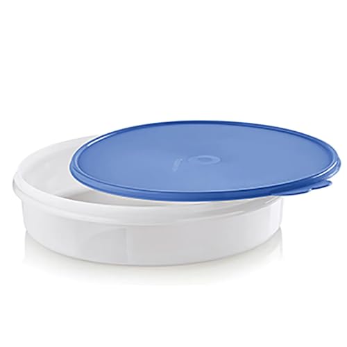 Tupperware 12" Round Pie Taker / Cake Server / Cupcake Courier / Cookie Storage Container with Sapphire Blue Seal