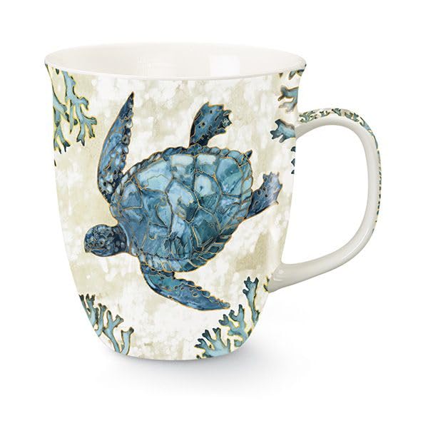 Cape Shore Harbor Coffee Tea Mug Cup, Playa Sea Turtles Gifts for Birthday Christmas, 15 Oz