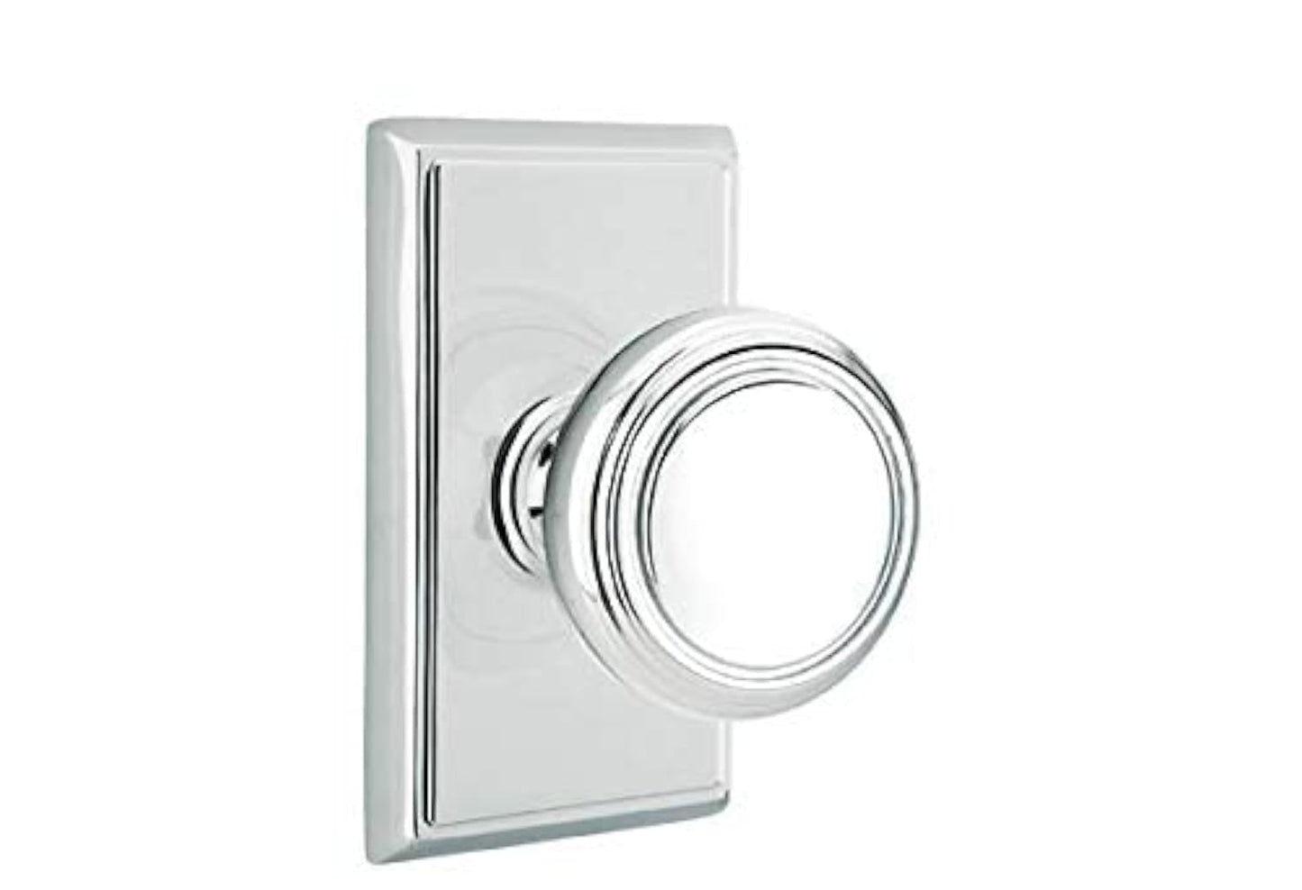 Emtek Passage Set, Rectangular Rosette, Norwich Knob, Polished Chrome US26