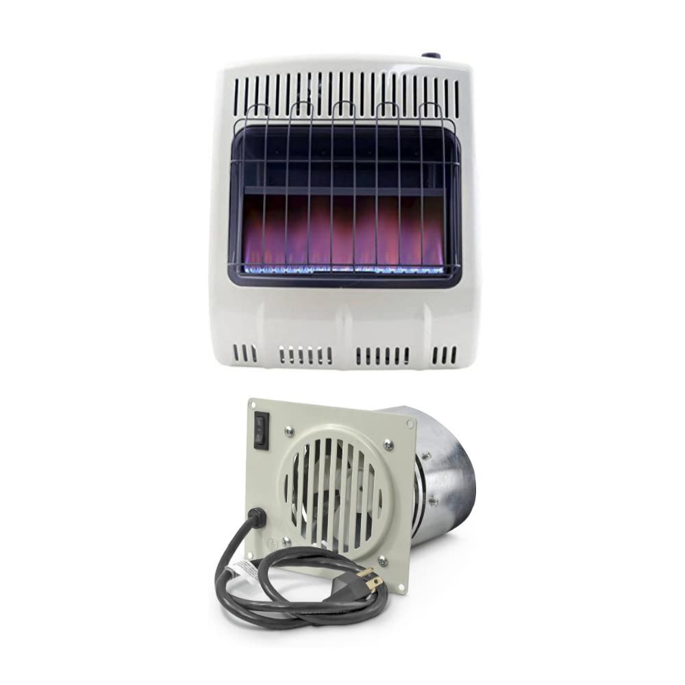 Mr. Heater 20K BTU Natural Gas Blue Flame Heater with Built in Vent Free Blower Kit (2 Items)