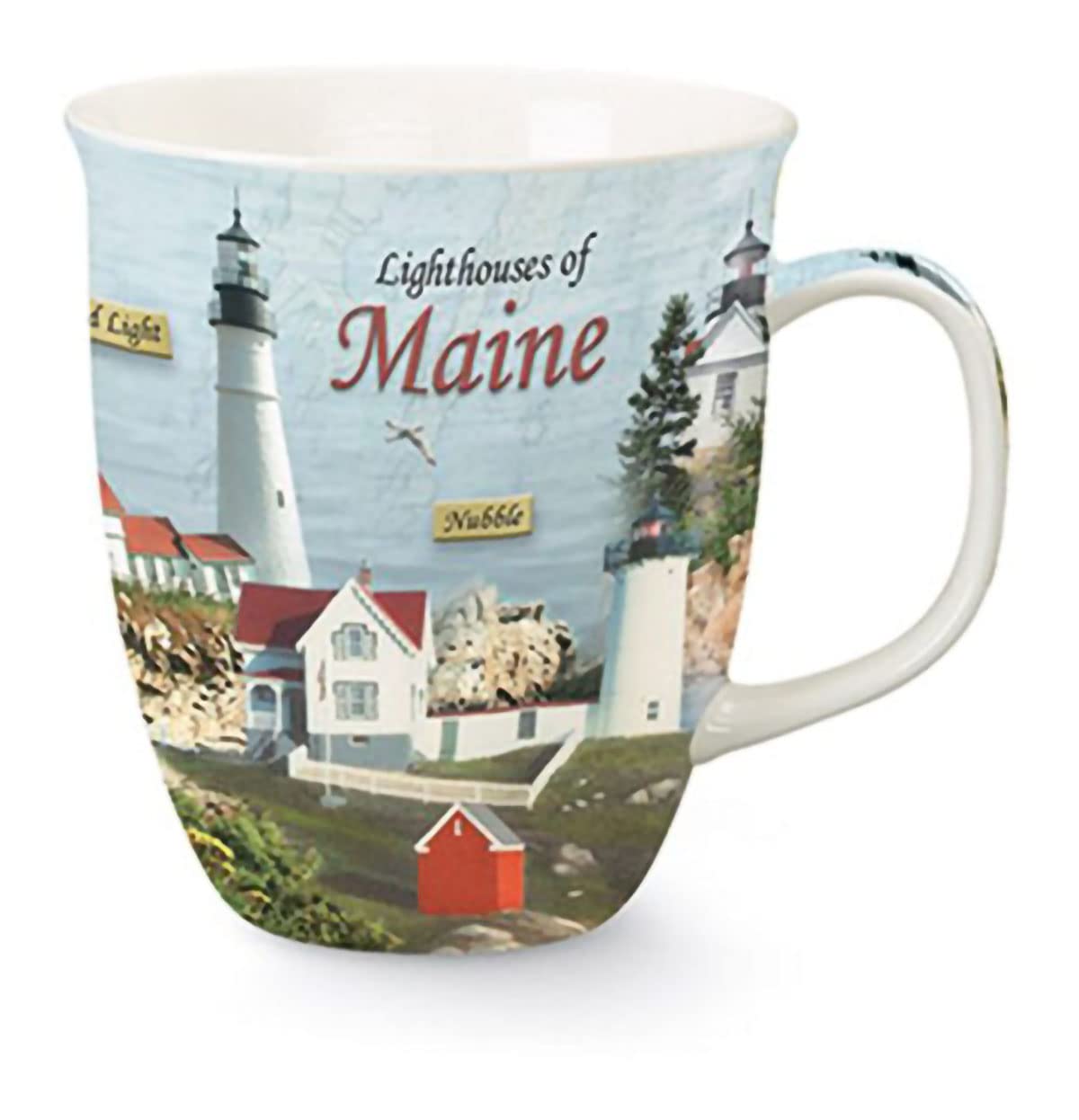 Cape Shore Harbor Coffee Tea Mug Cup - Lighthouses of Maine Gifts for Birthday Christmas, 15 Oz