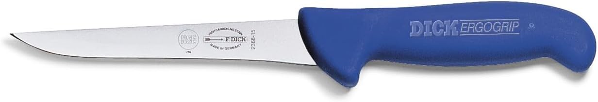 F. DICK – ErgoGrip Boning Knife - Butcher knife with 3.9" blade & 56 HRC - Ideal for processing meat - NSF Certified - Stainless steel - Ultra sharp - Ergonomic handle - Made in Germany