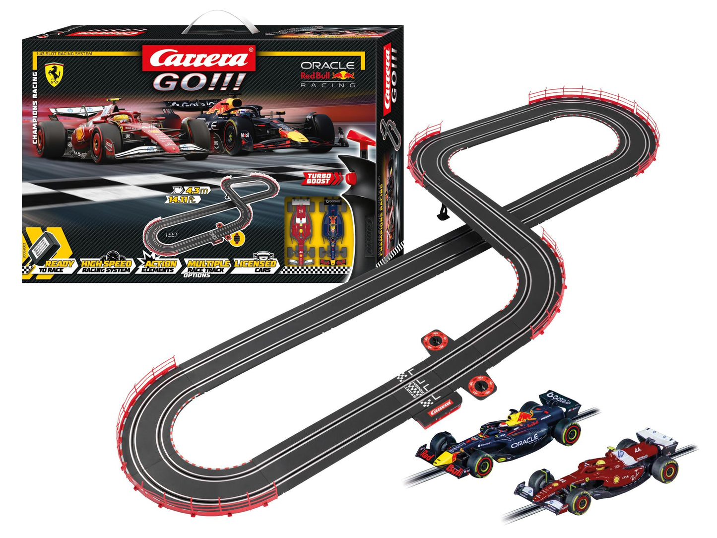 Carrera GO Slot Car Toy Race Track Set with High-Speed Cars, Racing Game for Boys, Girls, and Kids, Ages 6+, Champion's Racing