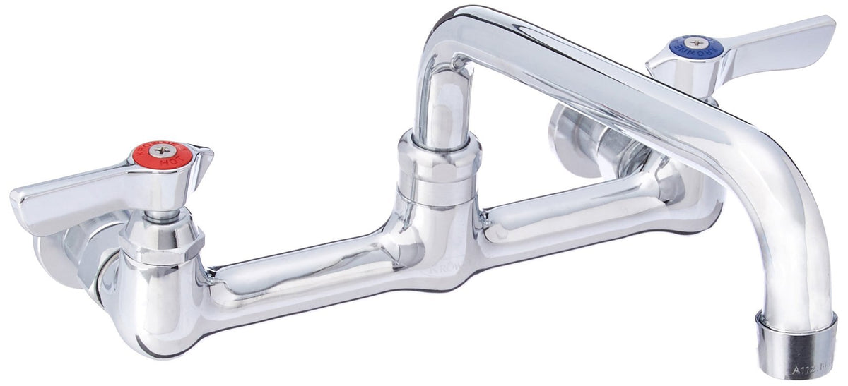 Krowne 12-808L Krowne Silver Series Faucet, Splash-Mounted, 8" Centers, 8" Swing spout, Quarter-Turn Ceramic Cartridge Valve, Low Lead Compliant