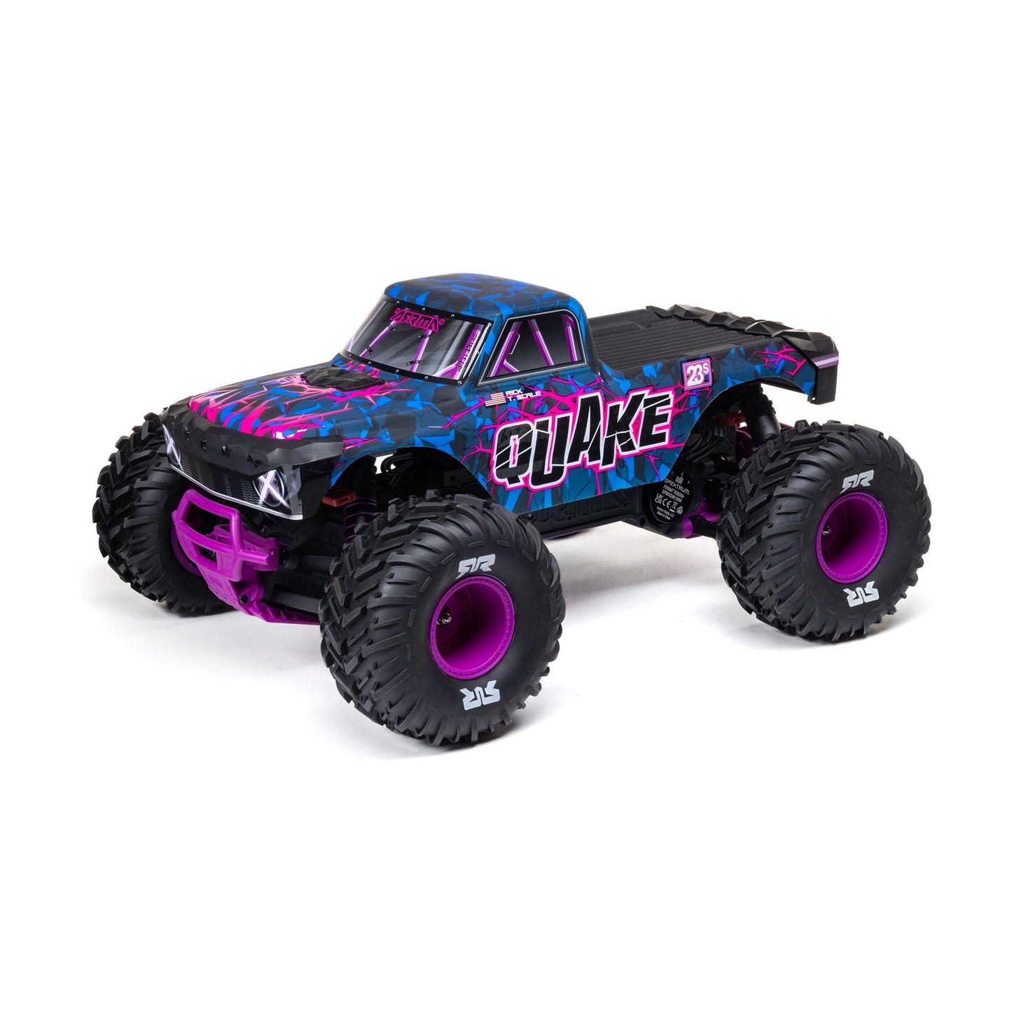 ARRMA RC Truck 1/10 Quake 223S 2WD RTR (Battery and Charger Not Included) Brushless Monster Truck, Purple, ARA3537T3