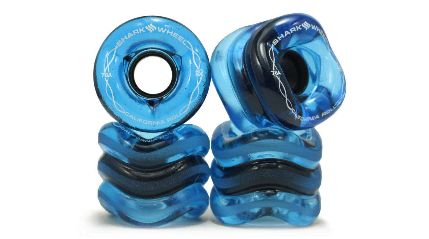 Shark Wheel 60mm 78a, Skateboard Cruising Wheels, California Roll, Set of 4 Wheels (Sapphire)