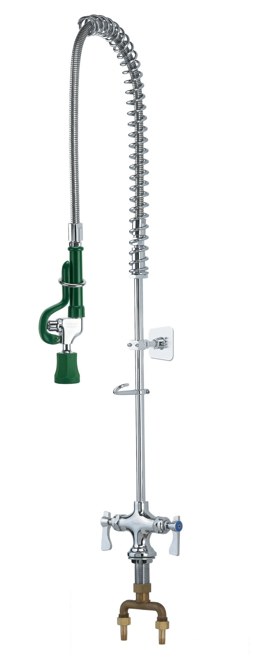 Krowne 17-202WL Krowne Royal Series Pre-Rinse Assembly, Single Hole Deck Mount, Double Pantry, Spring Action Flexible gooseneck, 38" H Stainless Steel Hose with 15" Overhang & 1.2 GPM Spray Head