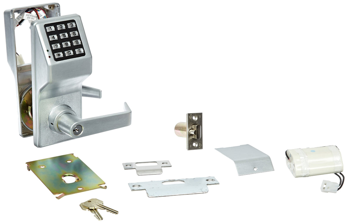 Alarm Lock - DL2700WP26D Trilogy T2 100-User Weatherproof Electronic Digital Keypad Cylindrical Lock Leverset, Satin Chrome Finish