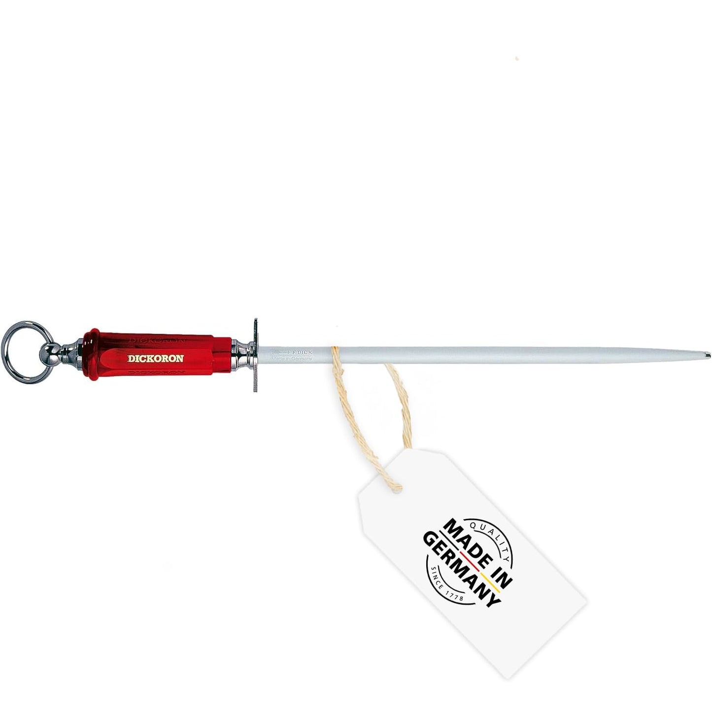 F. DICK - DICKORON Classic Sharpening Steel - Sharpening rod with 11.8’’ steel & 65 HRC - Ideal for ultra-fine cut - NSF Certified - Sapphire cut - Ergonomic & sturdy handle - Made in Germany