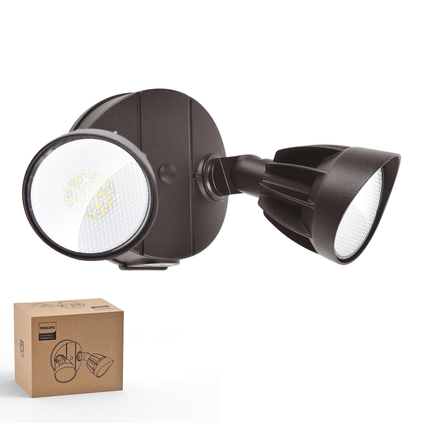 Philips 44W 3500LM ?LED Security Flood Light? ?Outdoor?,Switch Controlled Aluminum ?Security Light?, 2 Adjustable Heads,5000K Daylight,Wet Location for Patio, Garden, Yard Lights