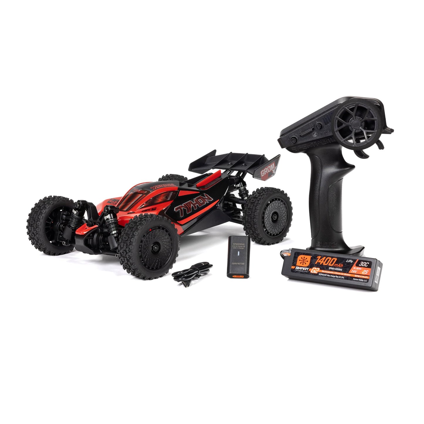 ARRMA RC Car Typhon GROM 4X4 223S BLX BRUSHLESS Small Scale Buggy RTR with DSC, Battery & Charger Included, RED, ARA2306ST1