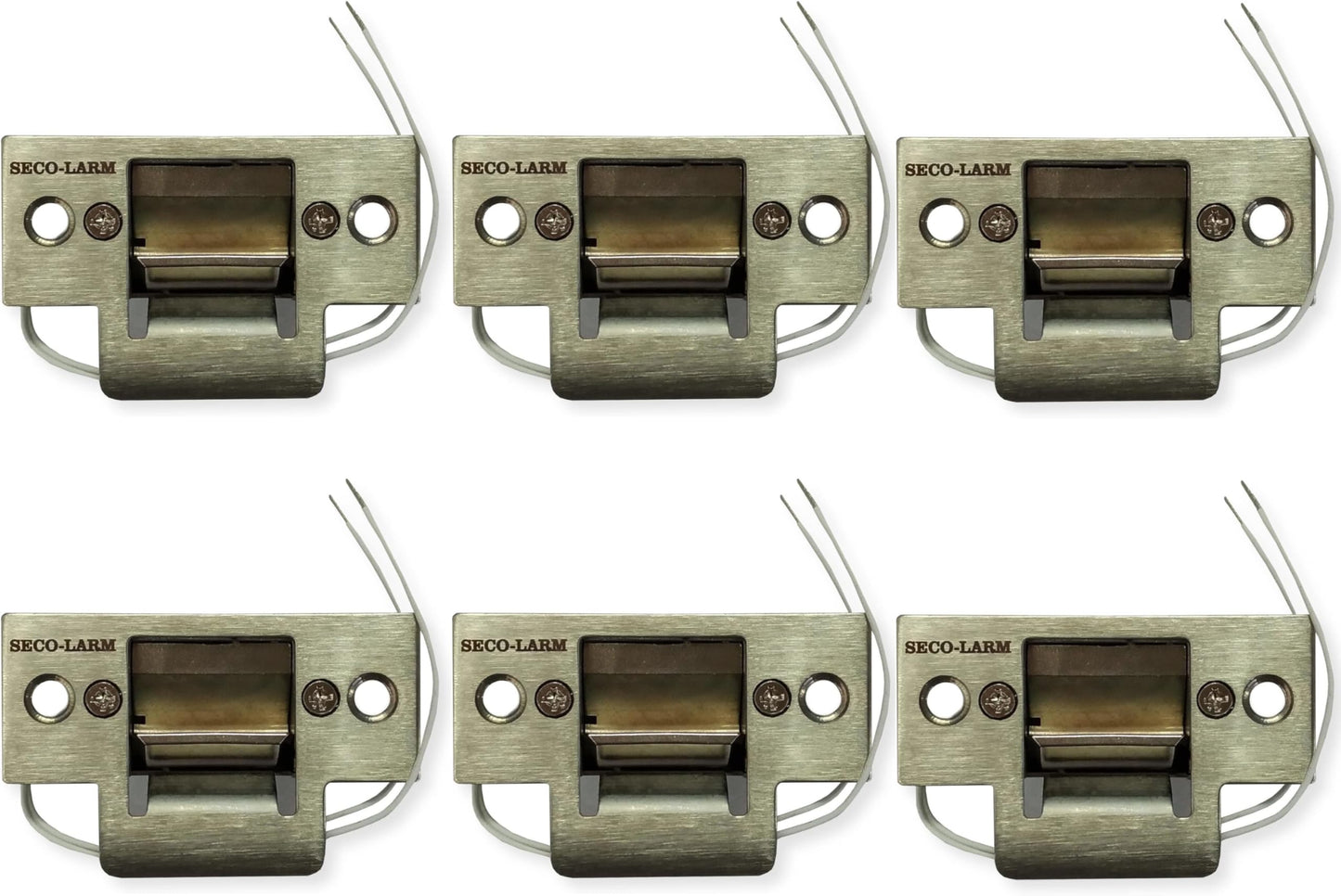 Seco-Larm SD-991A-D1Q Pack of 6 Mini No-Cut Electric Door Strikes; Indoor Use, Converts Cylindrical Lock Sets Into an Electronic Access-Controlled Locking System, Stainless Steel Keeper