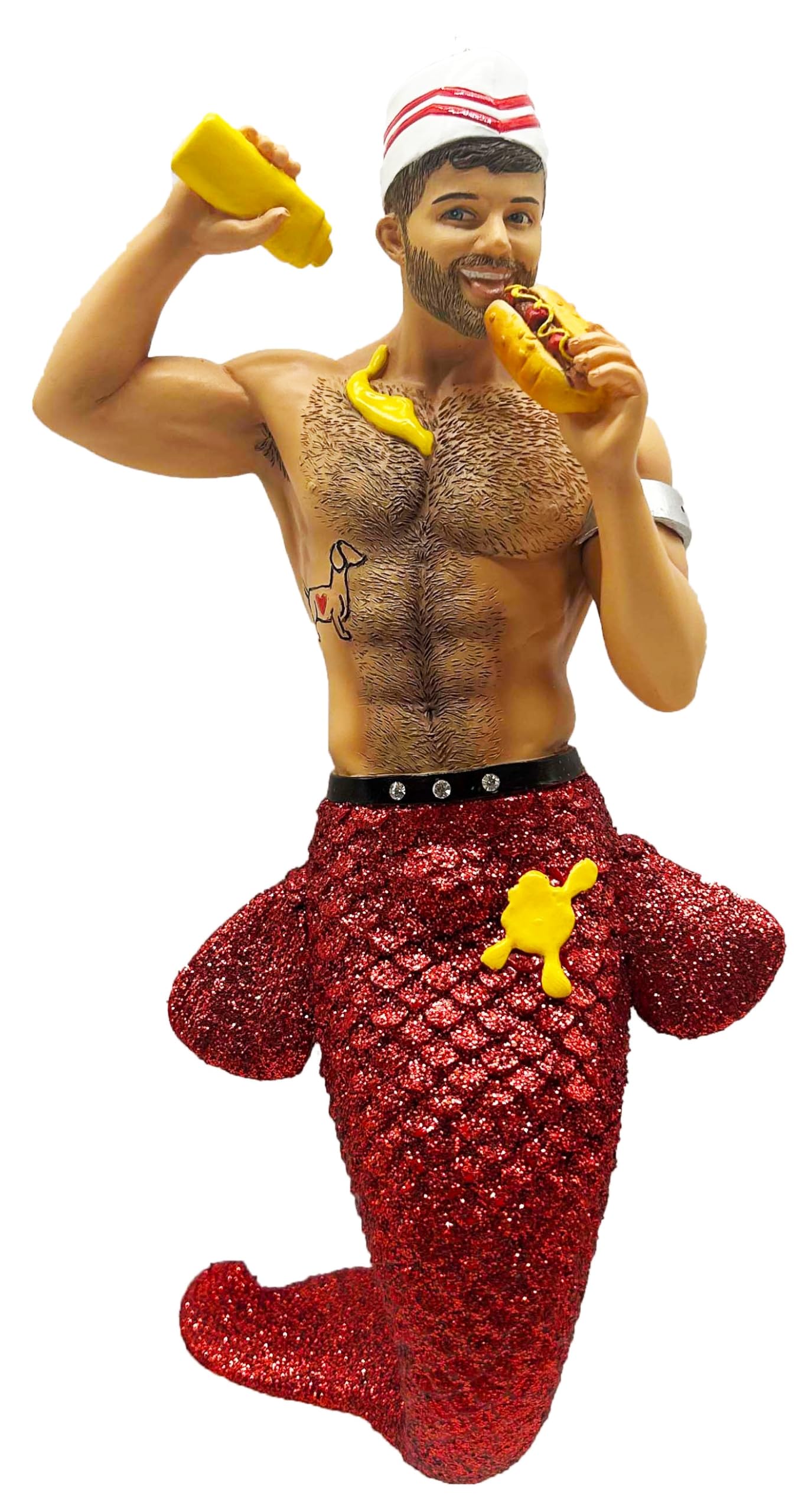 December Diamonds Messy Weiner Merman Ornament 7 Inch Resin Hot Dog Vendor Merman Christmas Tree Decoration