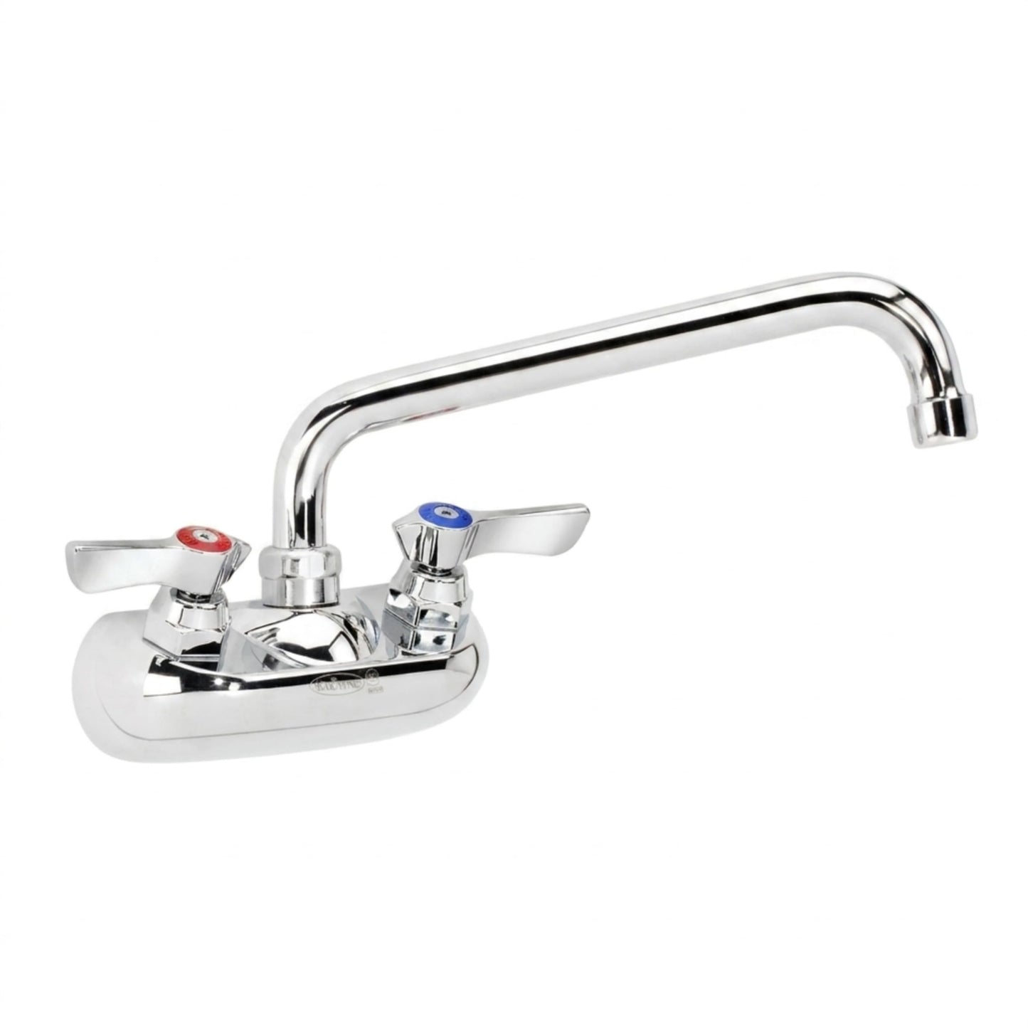 Krowne 10-410L Wall Mount Kitchen Faucet, 4" Center Mount, 10" Swing Spout, 1/2" NPS Inlets, Chrome Finish, Silver Series, NSF Certified, 10" L x 8" D, Commercial Sink Faucet
