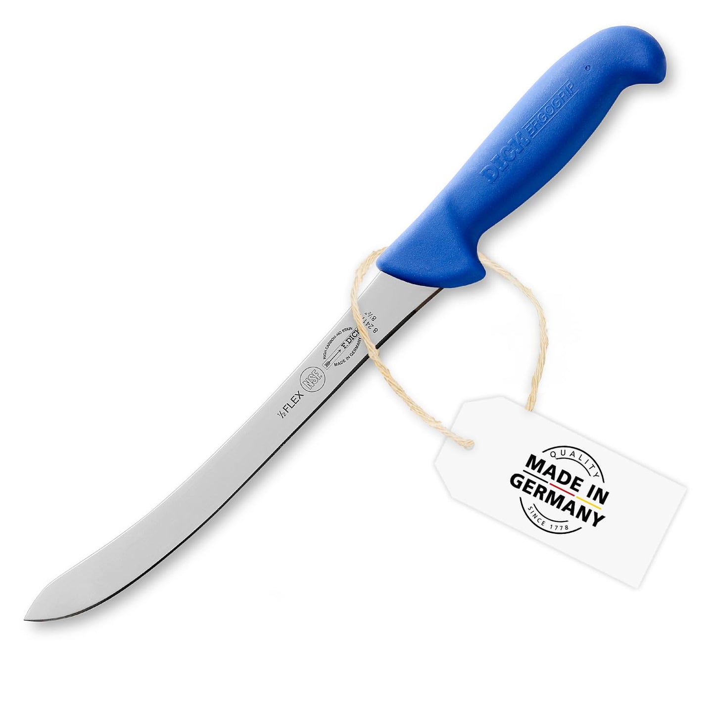 F. DICK – ErgoGrip Fillet Knife - Butcher knife with 8.3" blade & 56 HRC - Ideal for processing meat - Boning knife - NSF Certified - Stainless steel - Ultra sharp - Ergonomic handle - Made in Germany