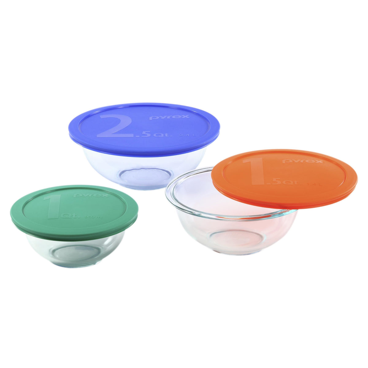 Pyrex Smart Essentials 1.5-Qt 6-Piece Glass Mixing Bowl Set - Made in USA
