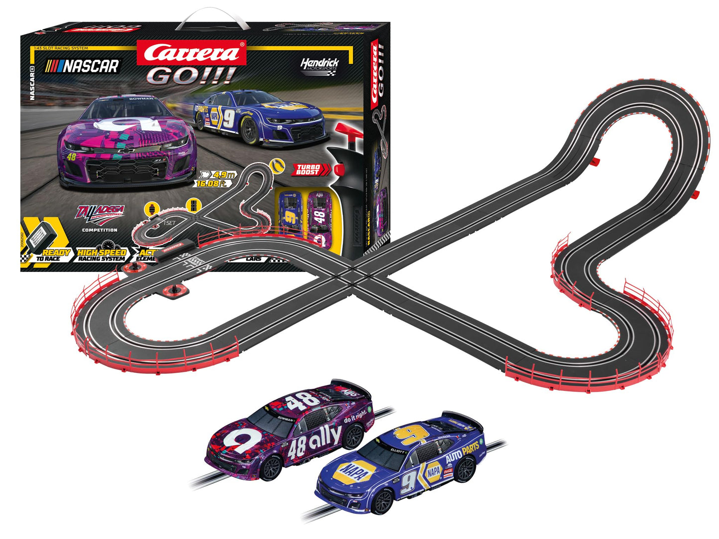 Carrera GO!!! Electric Powered Slot Car Racing Kids Toy Race Track Set 1:43 Scale, NASCAR Talladega Competition