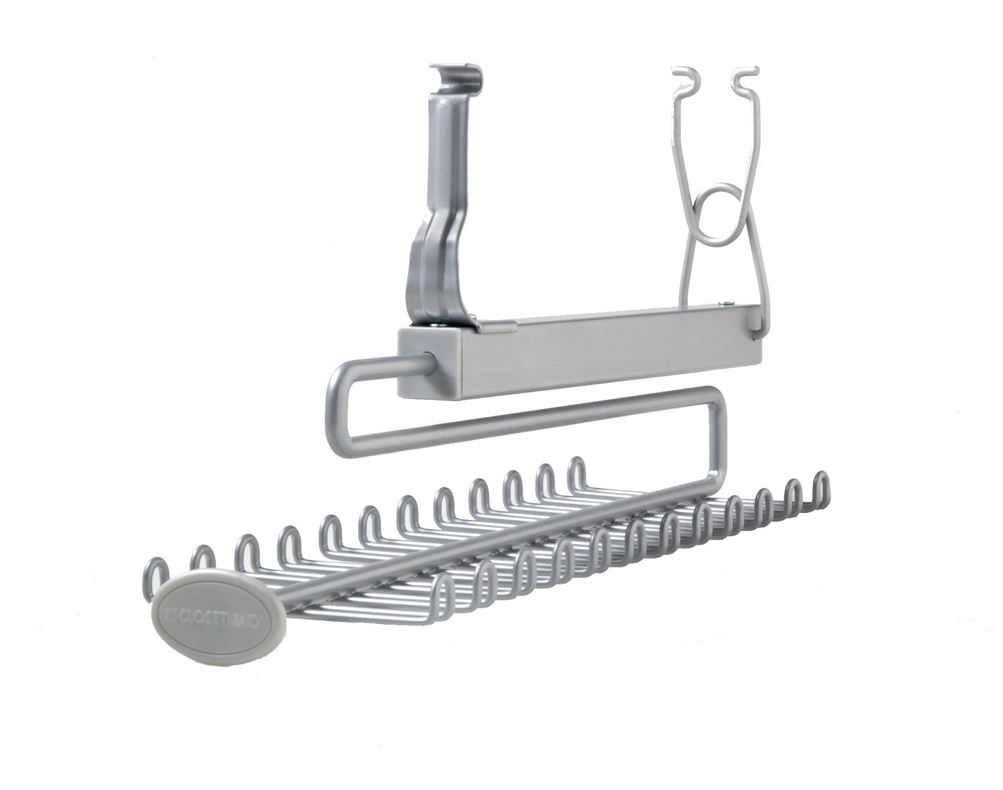 ClosetMaid 78060 Sliding Tie & Belt Rack for Wire Shelving, Satin Chrome, 7x4.5x15.5 inch
