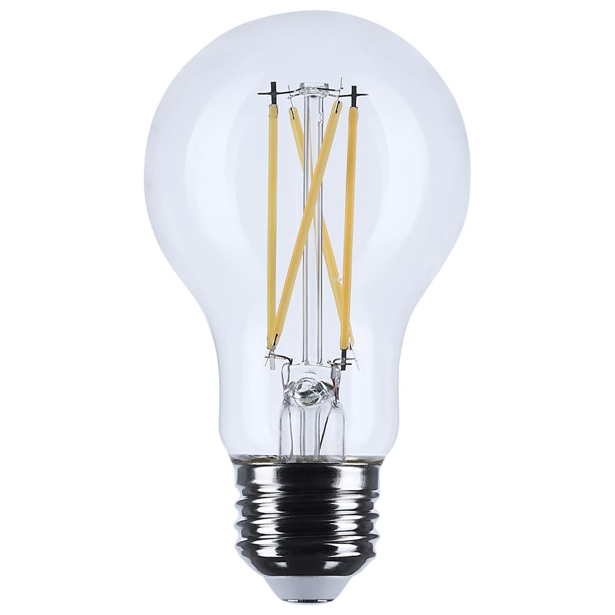 Satco 5W LED A19 Light Bulb 3500K Neutral White 450 Lumens Clear Finish E26 Medium Base Dimmable 300 Degree Beam Enclosed Fixture Rated Wet Location 120V S12468 (24 Pack)