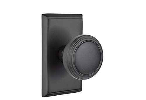 Emtek Passage Set, Rectangular Rosette, Norwich Knob, Flat Black US19