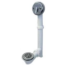 Watco 500 Series 16 in. Tubular Plastic Bath Waste with Foot Actuated Bathtub Stopper in Chrome Plated 500-FA-PVC-CP