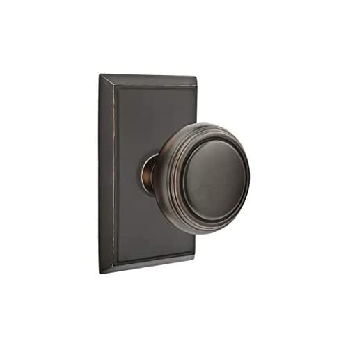 Emtek Passage Set, Rectangular Rosette, Norwich Knob, Oil Rubbed Bronze US10B