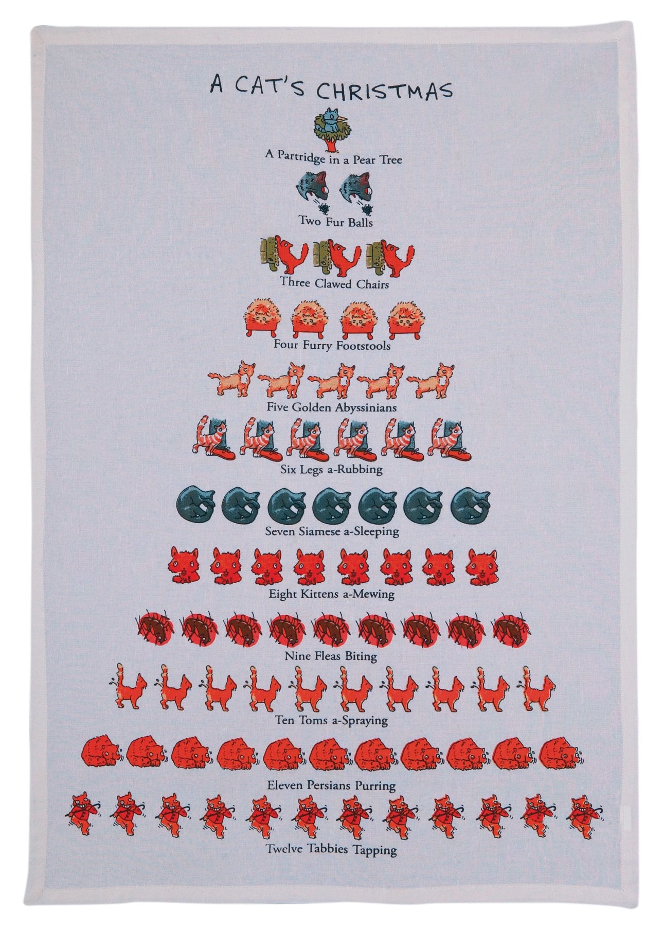 Mistletoe & Co. A Cat's Christmas 100% Cotton Kitchen Tea Towel, 18" x 26"