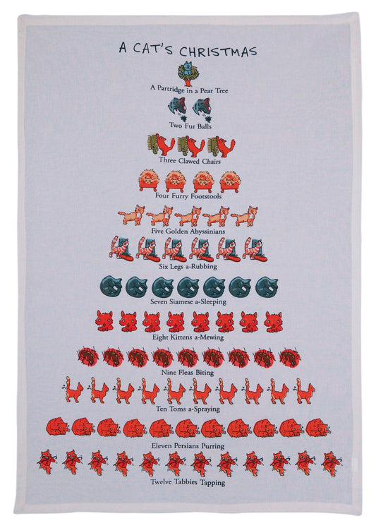 Mistletoe & Co. A Cat's Christmas 100% Cotton Kitchen Tea Towel, 18" x 26"