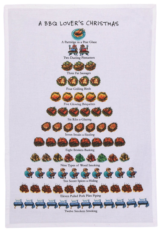 Mistletoe & Co. A BBQ Lover's Christmas 100% Cotton Kitchen Towel, 18" x 26"