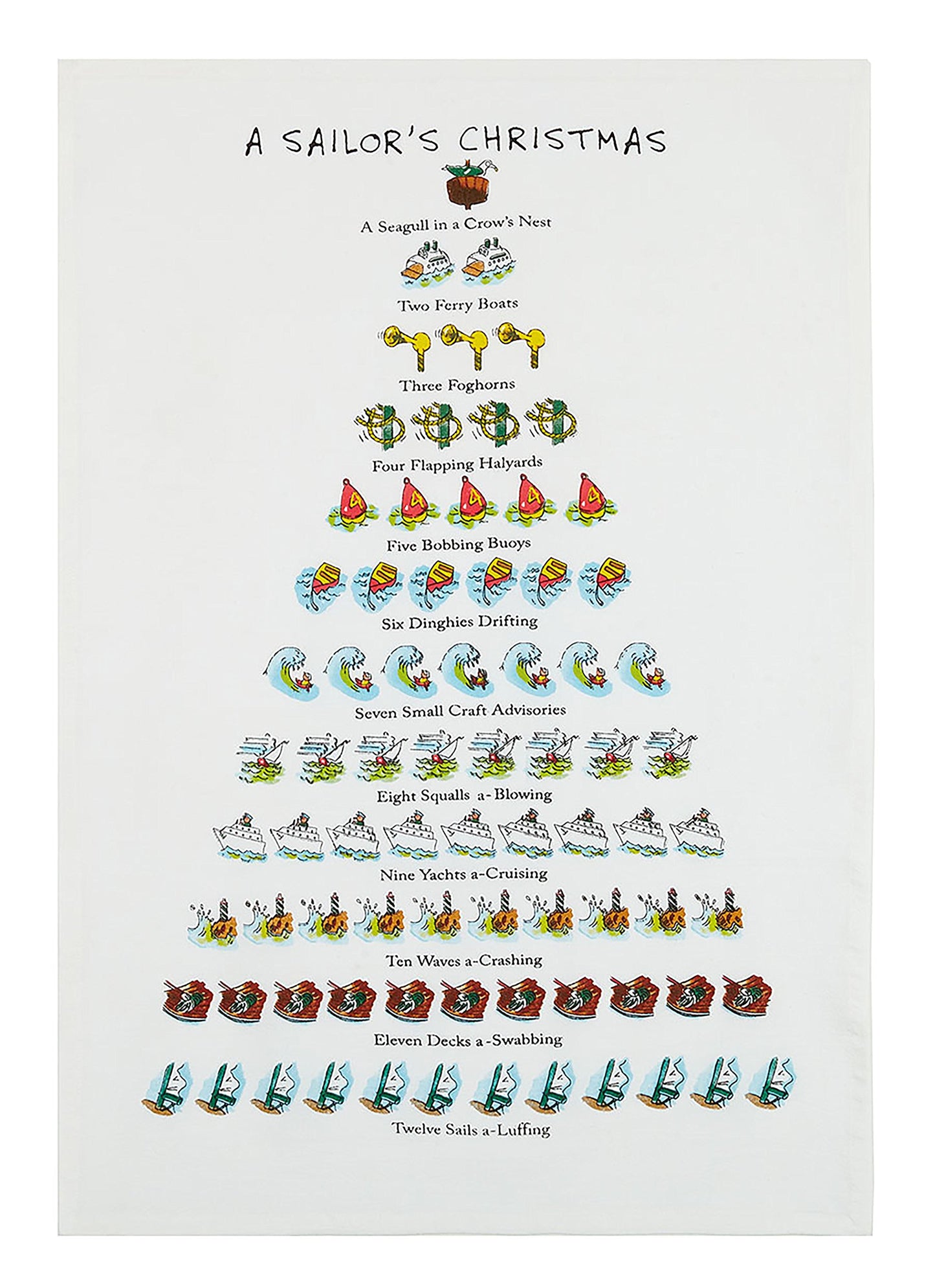 Mistletoe & Co. A Sailor's Christmas 100% Cotton Kitchen Tea Towel, 18" x 26"