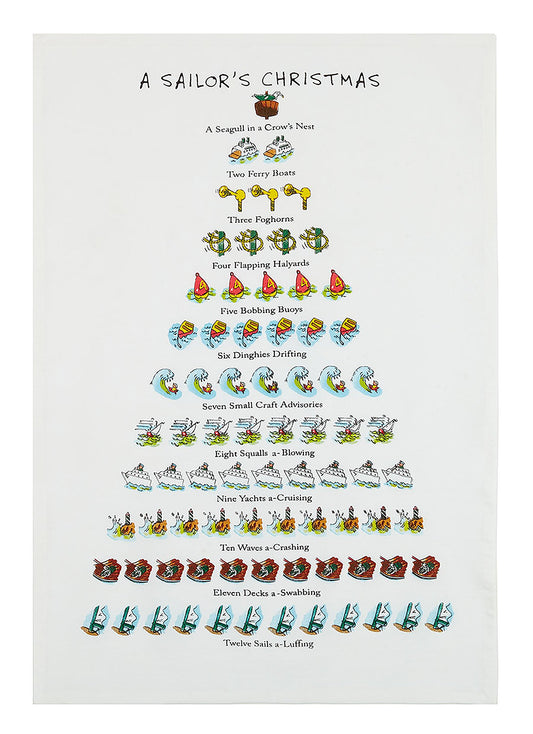 Mistletoe & Co. A Sailor's Christmas 100% Cotton Kitchen Tea Towel, 18" x 26"