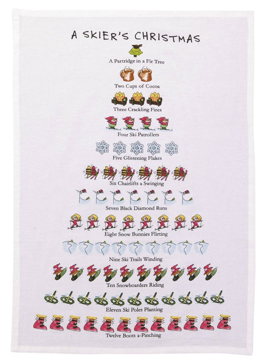 Mistletoe & Co. A Skier's Christmas 100% Cotton Kitchen Tea Towel, 18" x 26"