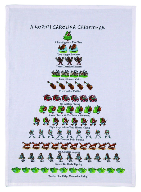 Mistletoe & Co. A North Carolina Christmas 100% Cotton Kitchen Towel, 18" x 26"