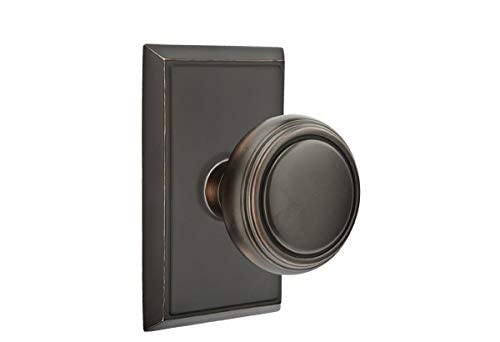 Emtek Privacy Set, Rectangular Rosette, Norwich Knob, Oil Rubbed Bronze US10B