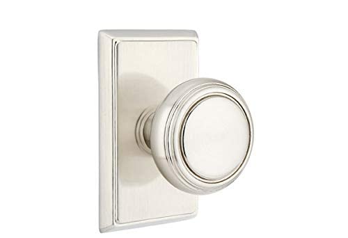 Emtek Passage Set, Rectangular Rosette, Norwich Knob, Satin Nickel US15