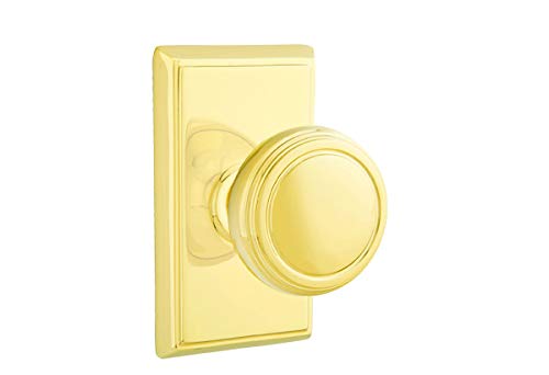 Emtek Passage Set, Rectangular Rosette, Norwich Knob, Unlacquered Brass US3NL