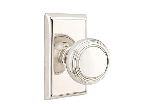 Emtek Passage Set, Rectangular Rosette, Norwich Knob, Polished Nickel US14