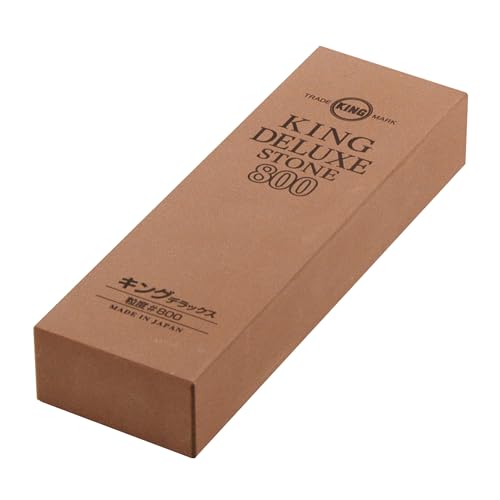 King Deluxe Whetstone - 800 Grit - Medium Grit - Regular Size - Made in Japan, Brown