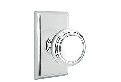 Emtek Privacy Set, Rectangular Rosette, Norwich Knob, Polished Chrome US26