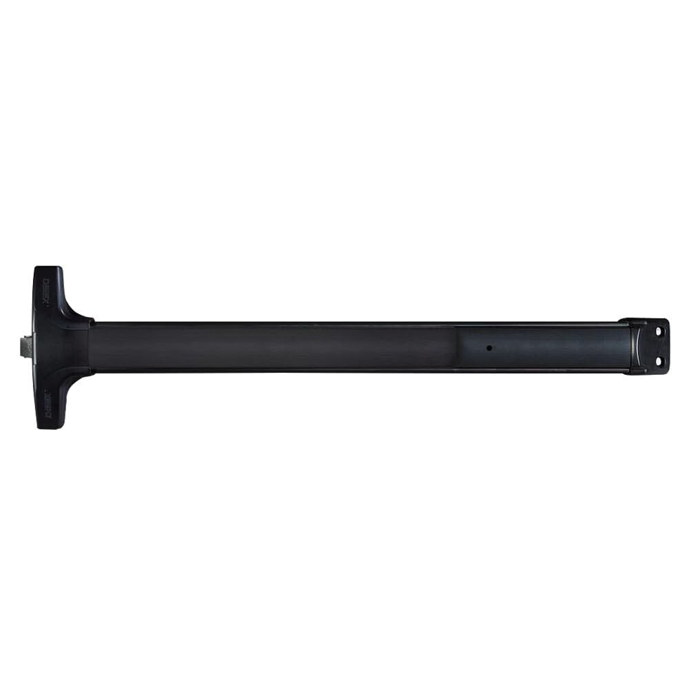 Detex V40W HD 711 99 36 Value Series Wide Stile Rim Exit Device Hex Dogging 99 Surface Strike 36 Device Weatherized Satin Black Anodized Aluminum