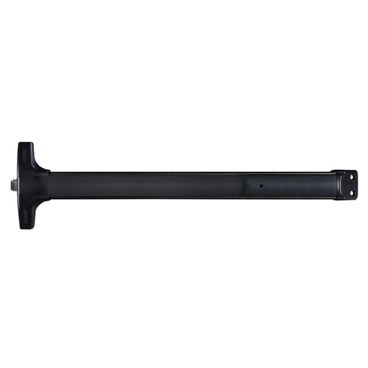Detex V40W HD 711 99 36 Value Series Wide Stile Rim Exit Device Hex Dogging 99 Surface Strike 36 Device Weatherized Satin Black Anodized Aluminum