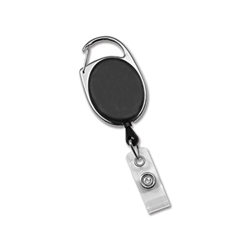 Black Carabiner Badge Reel W/Clear Vinyl Strap (100/pkg)