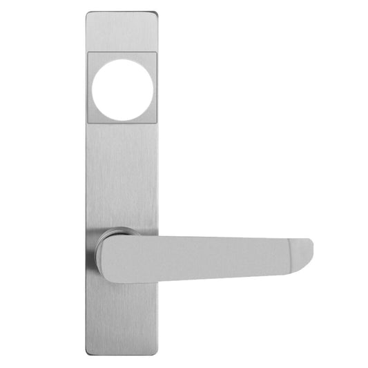 Detex V Series Grade 1 Exit Trim, Classroom, S Lever, Less Cylinder, for use with Detex V40/V50 Series Exit Devices, Sprayed Aluminum Finish, Non-Handed
