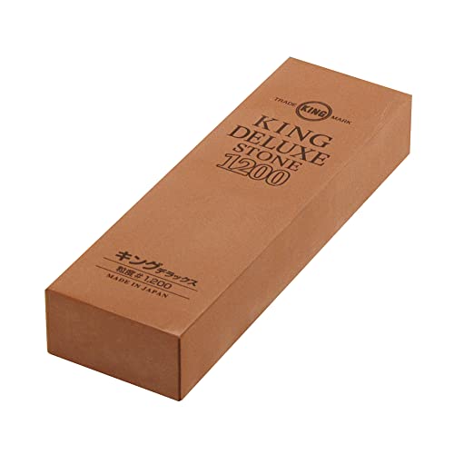 KING Whetstone - #1200 - Made in Japan - Brown - Extra Fine - 8.14 x 2.59 x 1.33 in - Knife Sharpening Stone